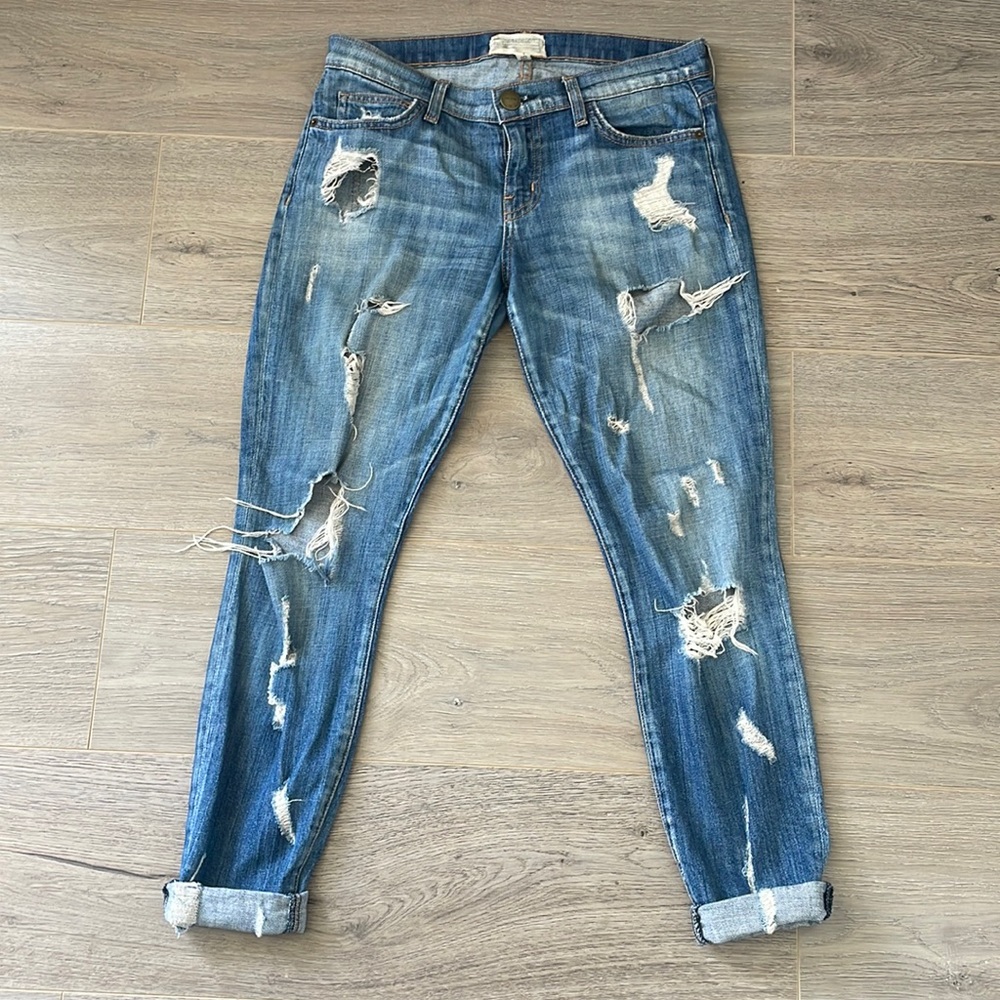 Current Elliott The Stiletto Jodie Shredded ripped jeans